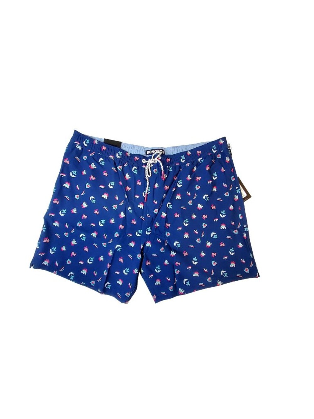 Bonobos Mens Navy Sketch Floral Swim Trunks XXL 7" Inseam Elastic waistband